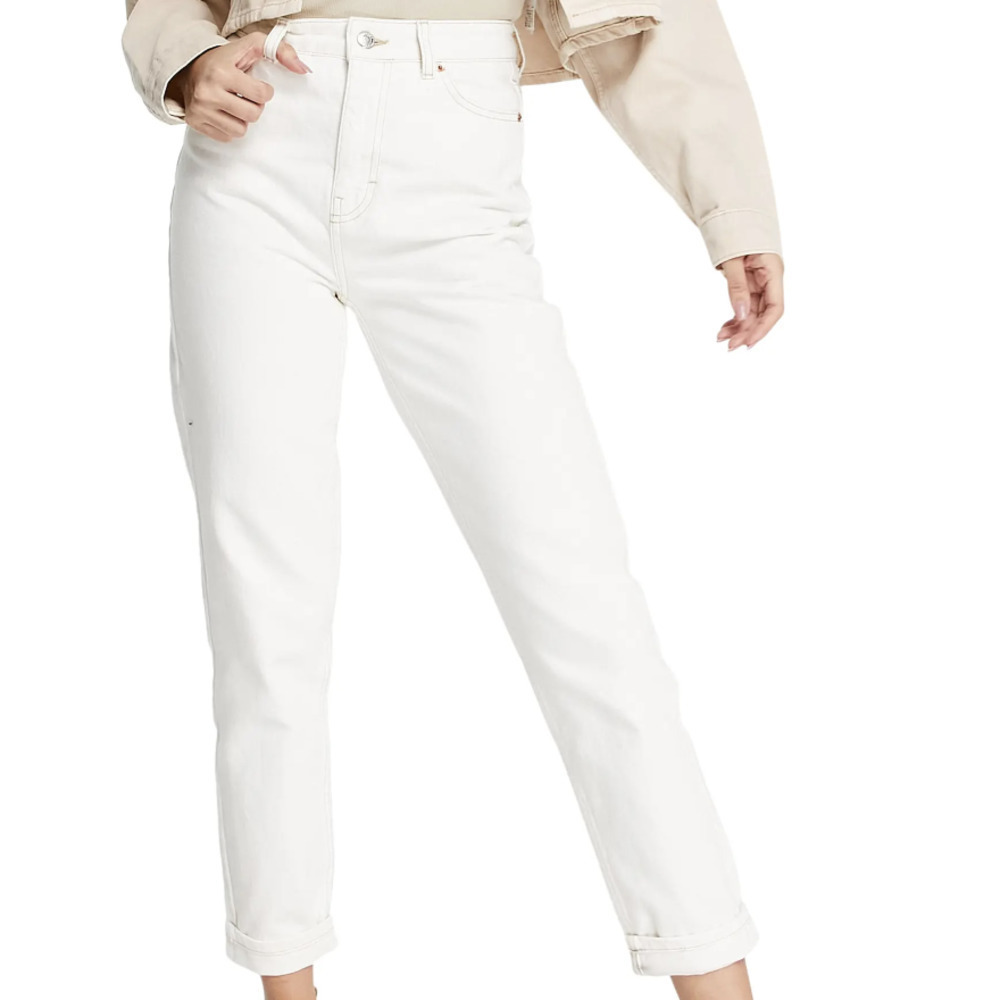 Topshop High Waist Crop Mom Jeans, Ivory​​​​​​​​​​​​